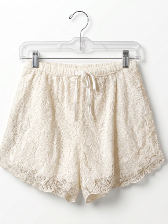 Abercrombie & Fitch Pants - Abercrombie & Fitch Ivory Lace Elastic Waist Lounge Shorts